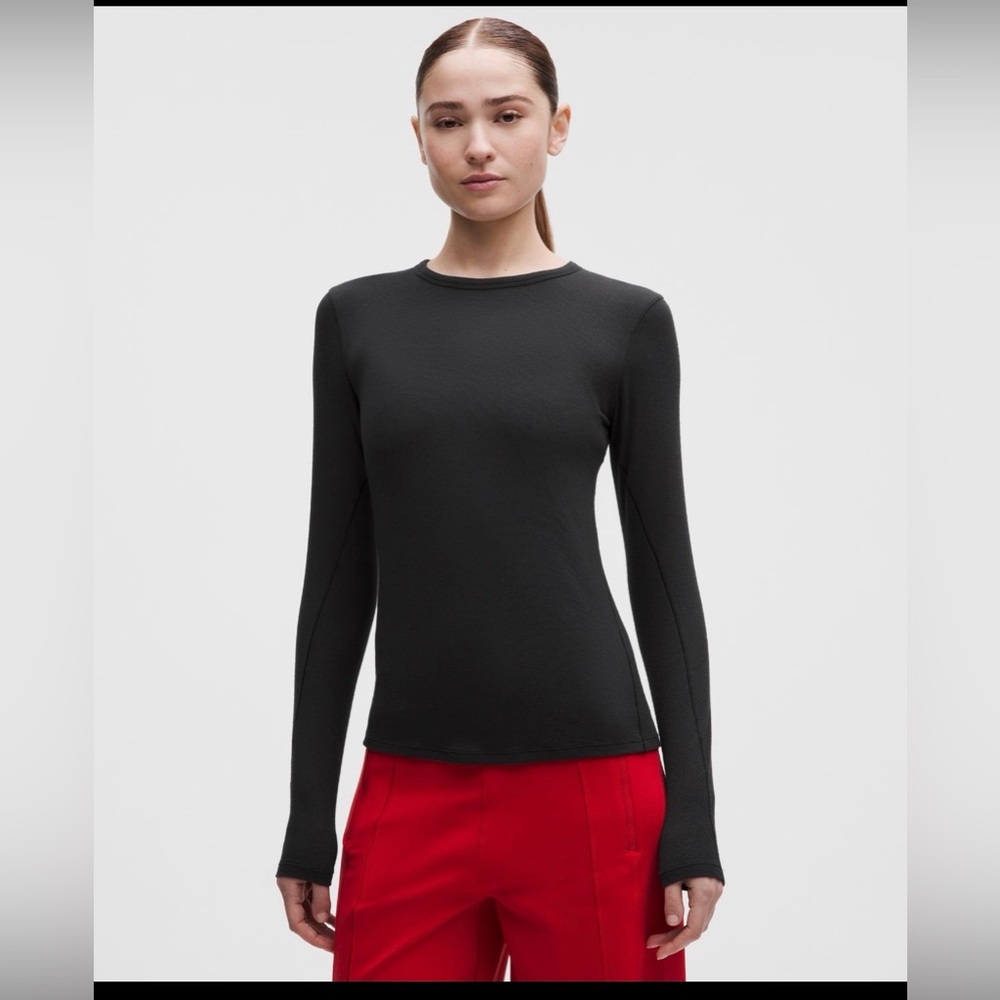 NWT lululemon athletica Women's Black Hold Tight Long-Sleeve Shirt Size 12